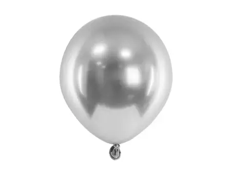 Balony srebrne Chrome Shiny - Glossy balloons 5'' 50 szt.