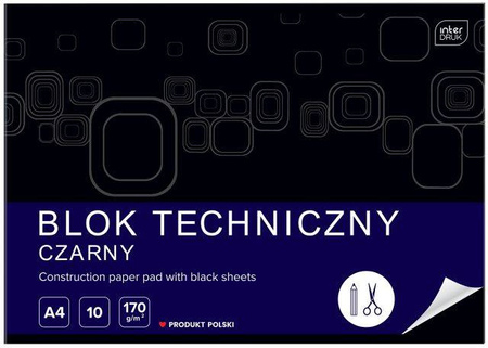 Blok techniczny czarny A4 10 kartek 