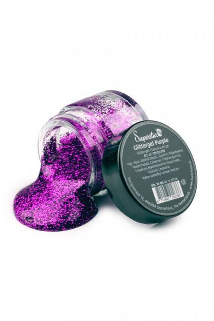 Brokat w żelu do ciała i włosów Purple fioletowy Superstar 15 ml