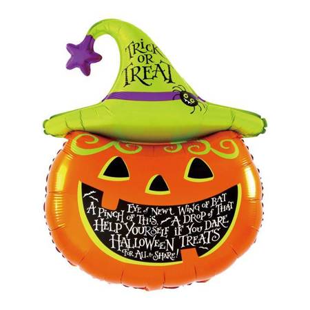 Dynia z kapeluszem Trick or Treat balon foliowy 91 cm