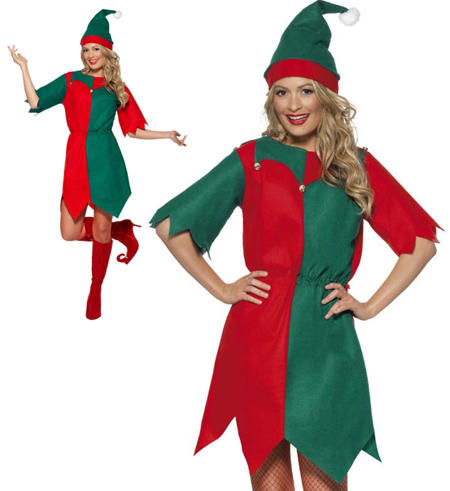 ELF czerwono zielony damski strój dla dorosłych