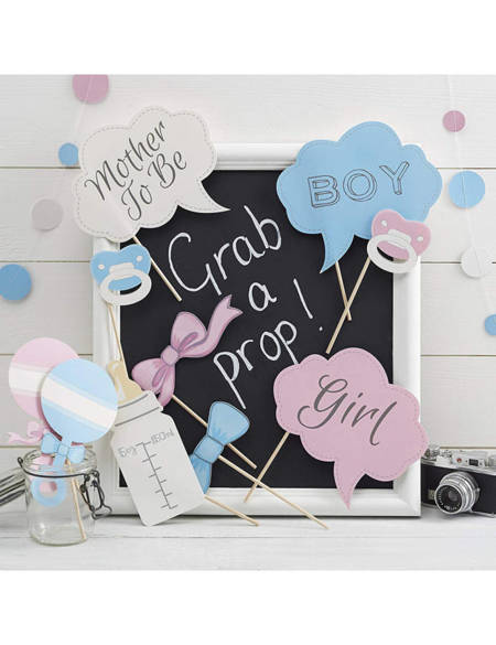 Foto rekwizyty Baby Shower CHŁOPIEC czy DZIEWCZYNKA 10 szt