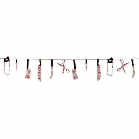 Girlanda baner Halloween noże, piły 230 cm