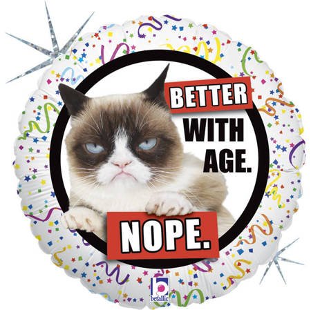 Grumpy Cat Kot okrągły balon foliowy na urodziny 18"