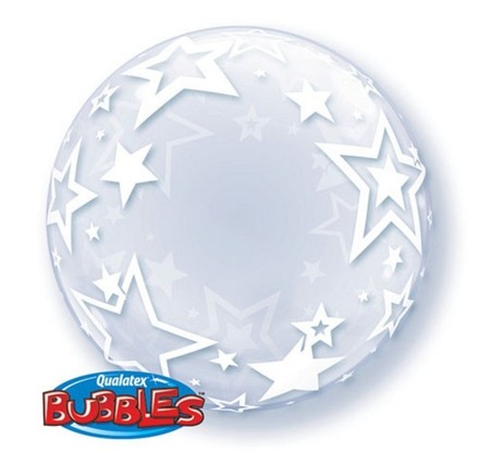 Gwiazdki kula transparentny Bubble Deco balon Qualatex 24"
