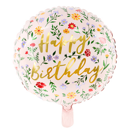 Happy Birthday w kwiaty balon foliowy 35 cm 