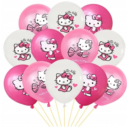 Hello Kitty balony gumowe z nadrukiem 12 szt. mix