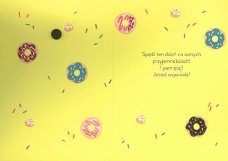Kartka okolicznościowa uniwersalna "Słodkiego dnia!" przypinka DONUT