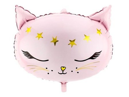 Kotek różowy balon foliowy 48x36 cm