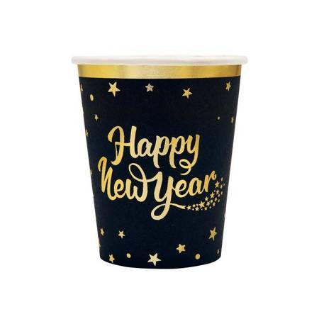 Kubeczki papierowe Happy New Year Sylwester 220ml 6 szt.