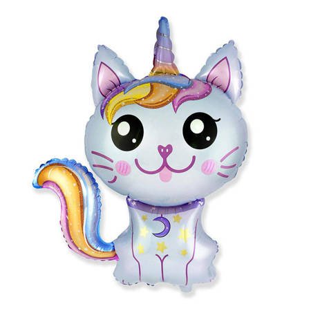 Magiczny kotek jednorożec balon foliowy 24"