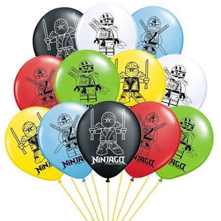 NINJAGO balony gumowe z nadrukiem 12 szt. mix