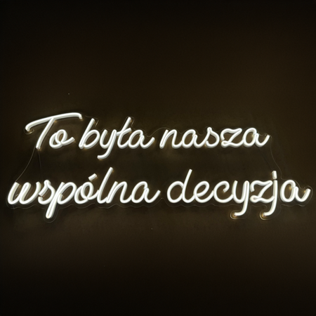 Napis LED neon - To była nasza wspólna decyzja (plexi)