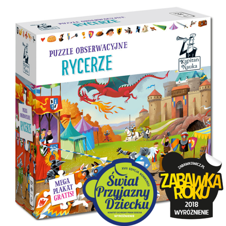 PUZZLE OBSERWACYJNE RYCERZE 6+ (104 ELEMENTY + PLAKAT XXL) KAPITAN NAUKA