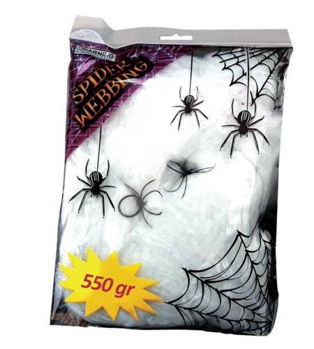 Pajęczyna biała XL z pająkami Halloween 550g