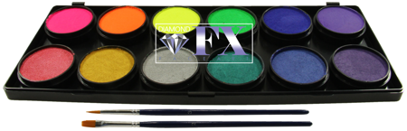 Paletka farb do twarzy Diamond FX Neonowe / Metaliczne 12x10g