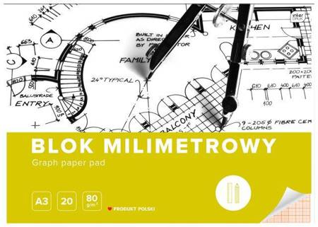 Papier milimetrowy blok A3 20 kartek