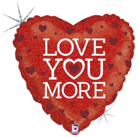 Serce Love You More balon foliowy holograficzny 18"