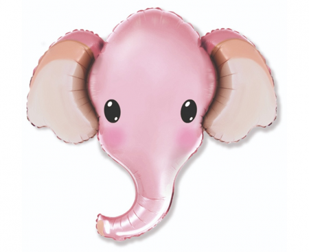 Słonik słoń (głowa) balon foliowy różowy 24"