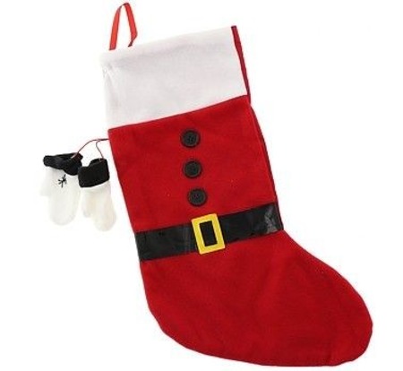Świąteczna Skarpeta Mikołaja na prezenty duża z małymi rękawiczkami