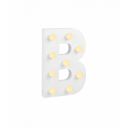 Świecąca Litera LED "B" Light Letter, drewniana biała 17x12 cm