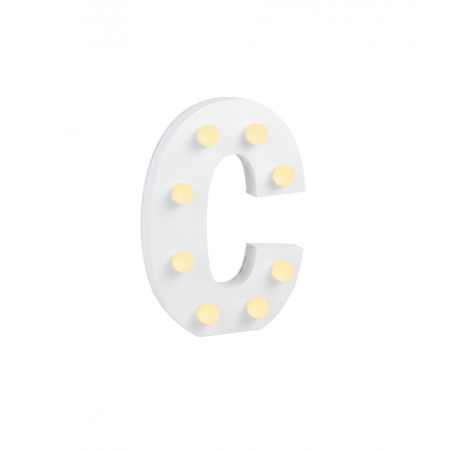 Świecąca Litera LED "C" Light Letter, drewniana biała 17x12 cm