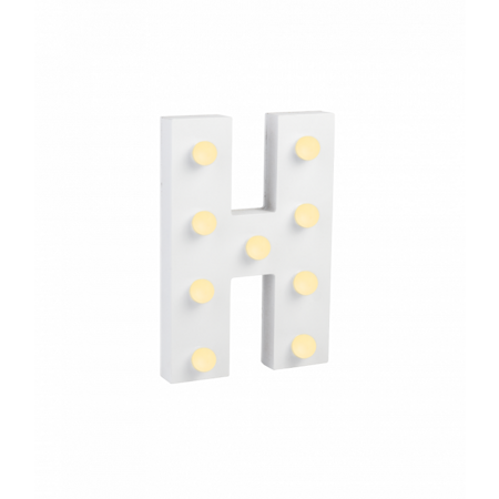 Świecąca Litera LED "H" Light Letter, drewniana biała 17x12 cm