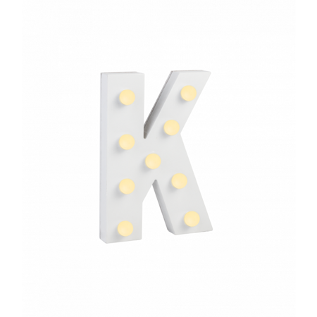 Świecąca Litera LED "K" Light Letter, drewniana biała 17x12 cm