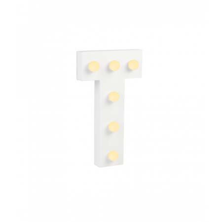 Świecąca Litera LED "T" Light Letter, drewniana biała 17x12 cm