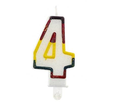 Świeczka urodzinowa "4" brokatowa kolorowa
