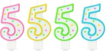 Świeczka urodzinowa "5" kropeczki zielona