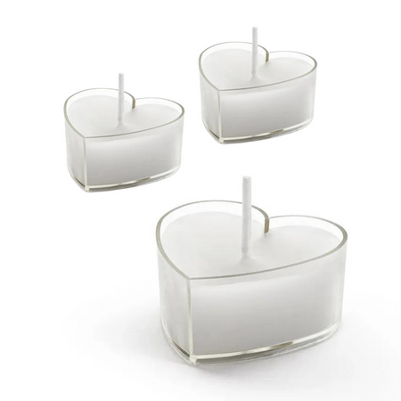 Świeczki serca, podgrzewacze tealight białe 10 szt.