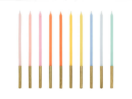 Świeczki urodzinowe długie kolorowe 14 cm 10 szt.