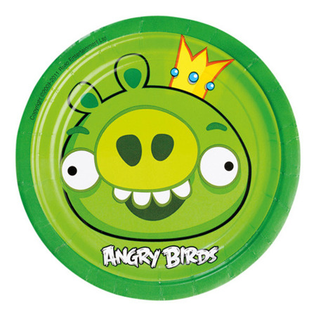 Talerzyki papierowe Angry Birds Zielone okrągłe 18cm 8 szt 