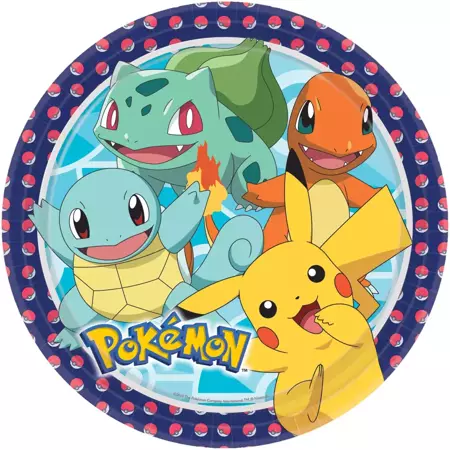 Talerzyki papierowe POKEMON okrągłe 23cm 8 szt 