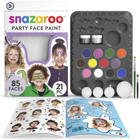 Zestaw do malowania twarzy PARTY farby + akcesoria + książka Snazaroo