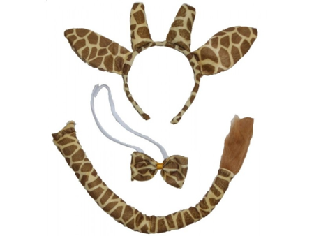 Żyrafa zestaw opaska z uszami i rogami, muszka i ogon